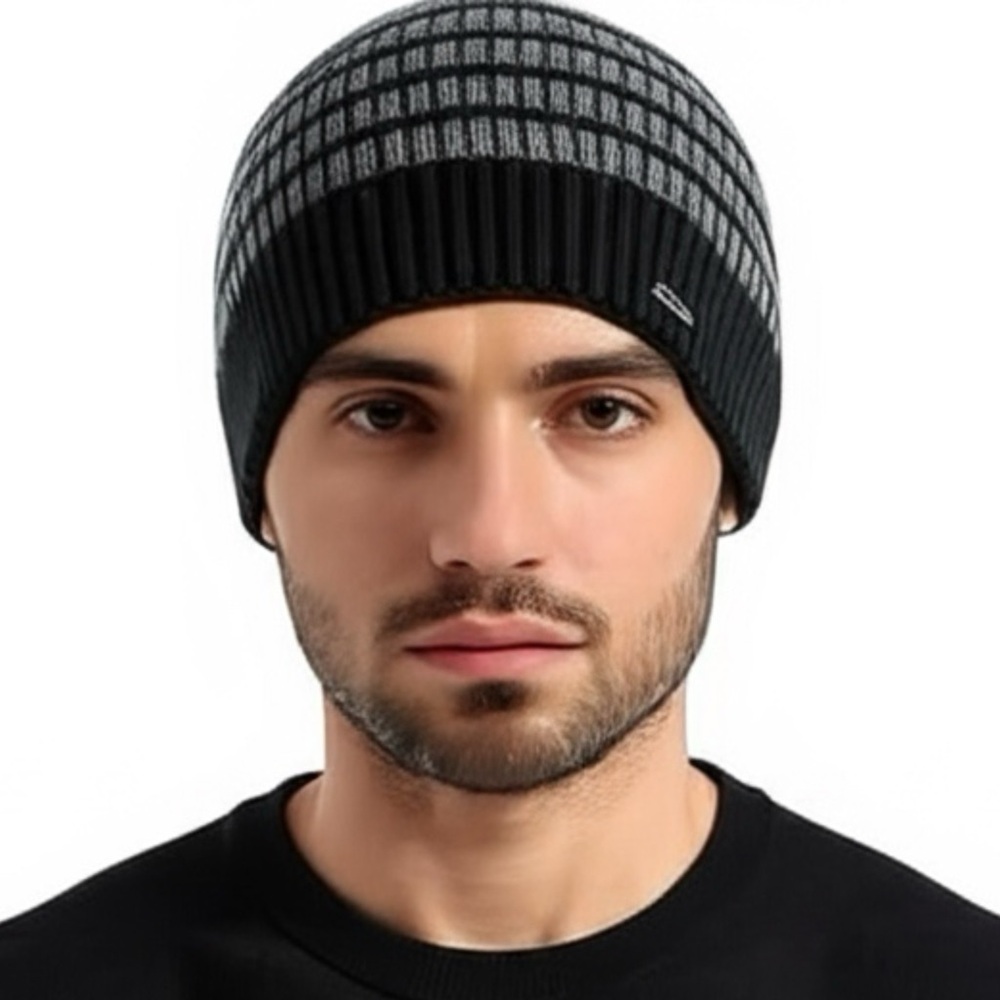 Michael Kors Men's Beanie Hat NWT Hipster Cozy Winter Signature Gunmetal Logo